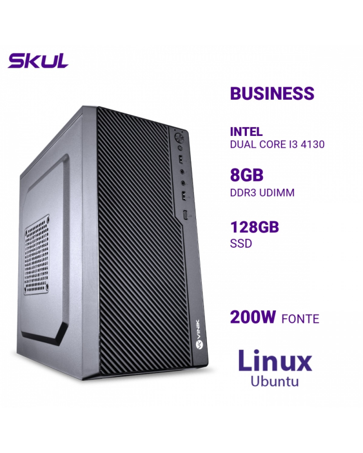 COMPUTADOR BUSINESS B300 DUAL CORE I3 4130 MEM 8GB DDR3 SSD 128GB FONTE 200W LINUX