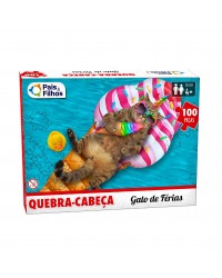 Quebra-cabeça 100 Peças Gato de Férias