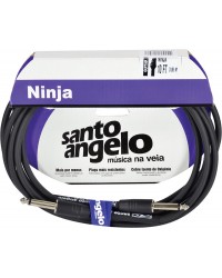 CABO DE GUITARRA NINJA CABLE 0,20 MM CONECTOR P10/P10 10FT 3,05 METROS PRETO