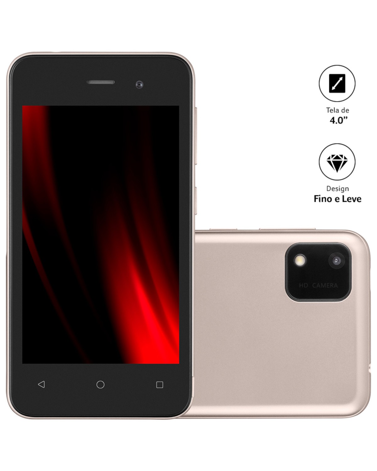 SMARTPHONE E LITE 2 TELA 4"" 32GB 3G WI-FI DUAL CHIP ANDROID 11 (GO EDITION) QUAD CORE DOURADO P9147	