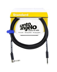 CABO DE GUITARRA ANGEL 0,30MM CONECTOR P10/P10 90º 10FT 3,05 METROS PRETO