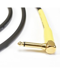 CABO DE GUITARRA SHOGUN 0,75MM CONECTOR EM OURO P10/P10 90º 15FT 4,57 METROS PRETO