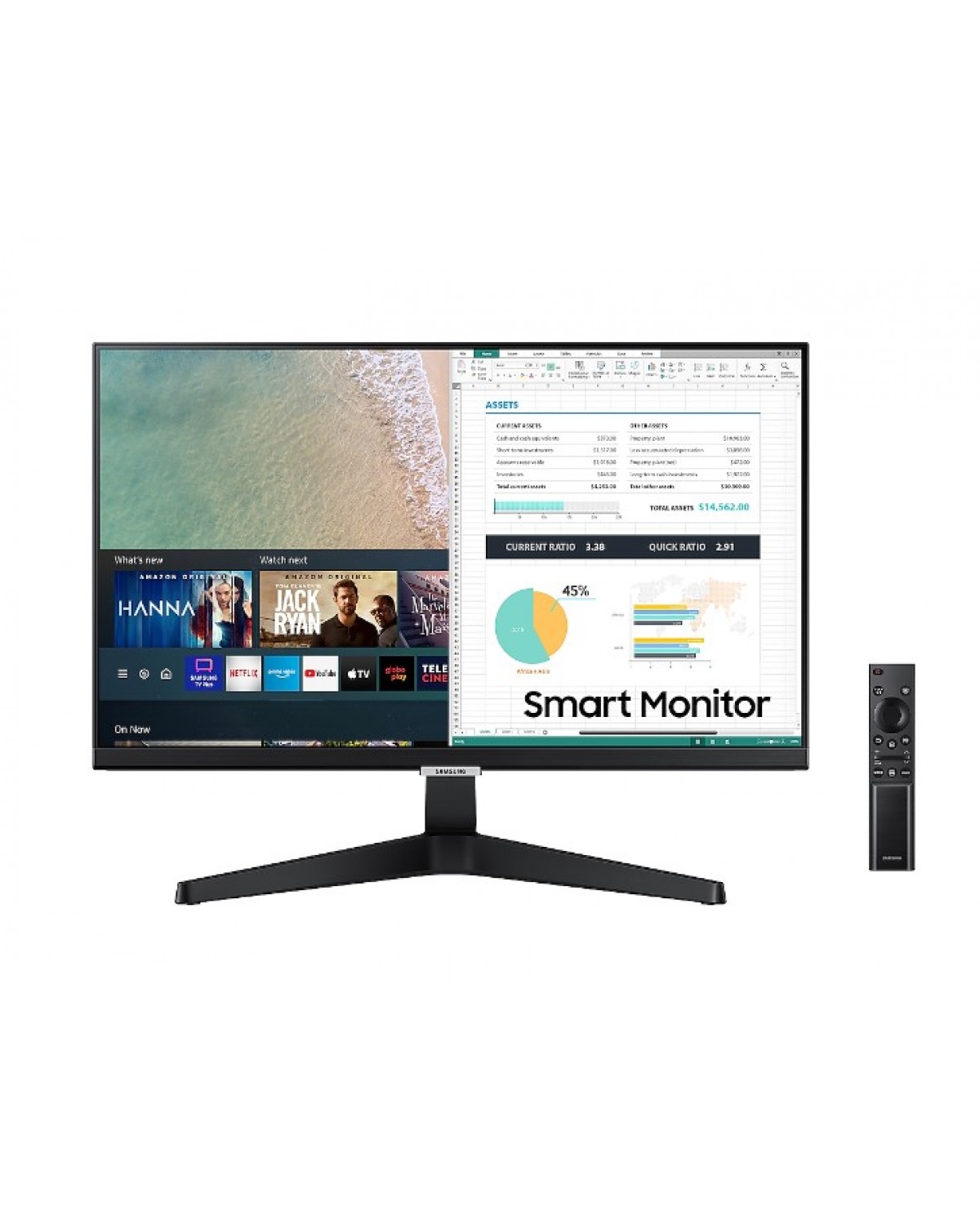 MONITOR SAMSUNG SMART 24" FHD PLATAFORMA TIZEN TAP VIEW HDMI VGA BLUETOOTH HDR ALTO-FALANTES SÉRIE M5 - LS24AM506NLMZD