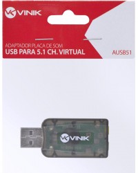 ADAPTADOR PLACA DE SOM USB 5.1 CANAIS VIRTUAL AUSB51