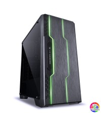 GABINETE GAMER VX GAMING TRON COM LATERAL ACRÍLICA PRETO FITA DE LED FRONTAL 7 CORES E COVER DE FONTE