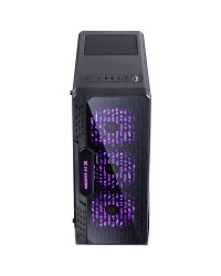 GABINETE GAMER VX GAMING LUMIA COM LATERAL ACRÍLICA PRETO 3 X FAN FRONTAL RGB E COVER DE FONTE