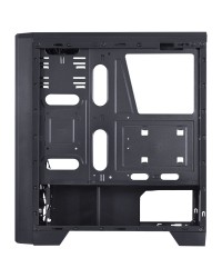 GABINETE GAMER VX GAMING LUMIA COM LATERAL ACRÍLICA PRETO 3 X FAN FRONTAL RGB E COVER DE FONTE