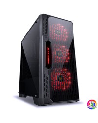 GABINETE GAMER VX GAMING LUMIA COM LATERAL ACRÍLICA PRETO 3 X FAN FRONTAL RGB E COVER DE FONTE