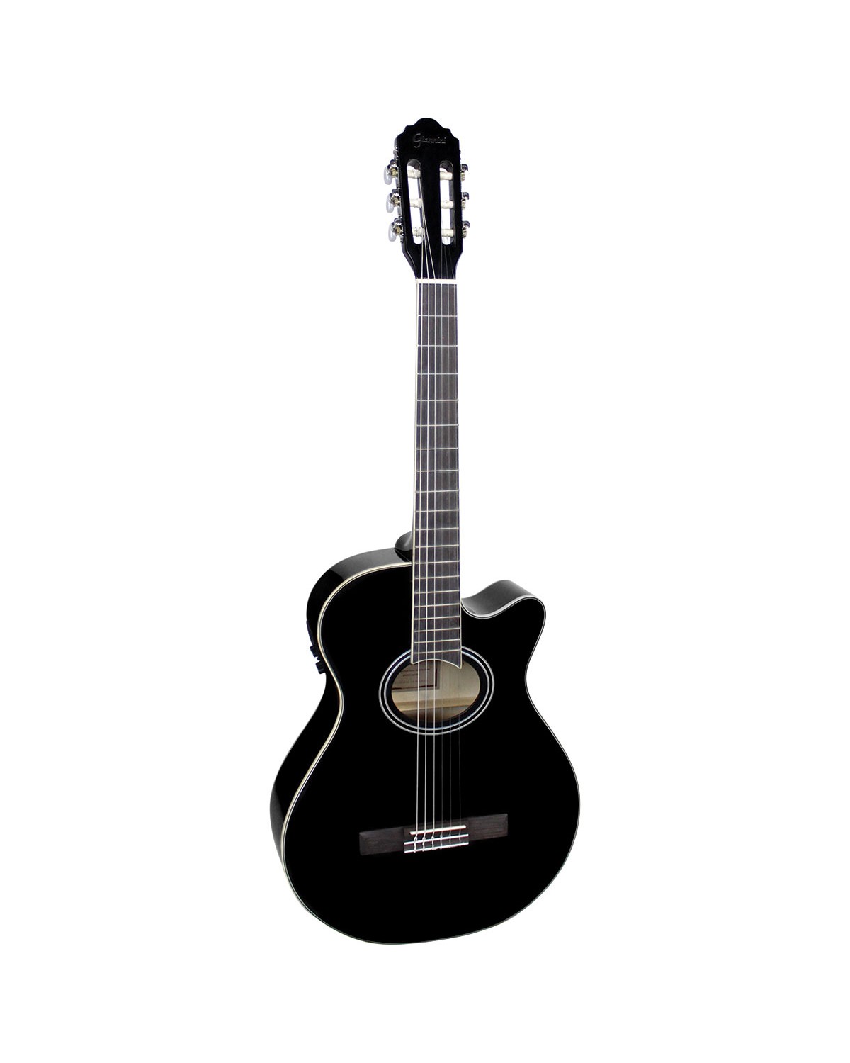 VIOLÃO ELETROACÚSTICO NYLON MINI JUMBO CUTAWAY GNF-1D CEQ BK PRETO, COM AFINADOR E EQUALIZADOR