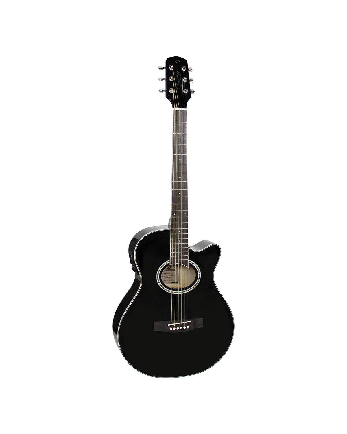 VIOLÃO ELETROACÚSTICO AÇO MINI JUMBO CUTAWAY GSF-1D CEQ BK PRETO, COM AFINADOR E EQUALIZADOR