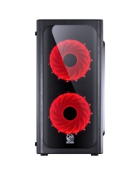 GABINETE MID-TOWER VENUS PRETO COM 2 FANS LED VERMELHO LATERAL EM ACRÍLICO - VENPTVM2FCA