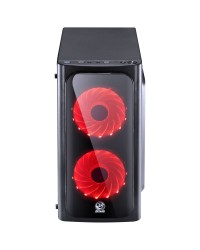 GABINETE MID-TOWER VENUS PRETO COM 2 FANS LED VERMELHO LATERAL EM ACRÍLICO - VENPTVM2FCA