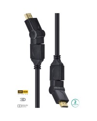 CABO HDMI 2.0 4K ULTRA HD 3D CONEXÃO ETHERNET CONECTORES 360° 2 METROS - H20B360-2