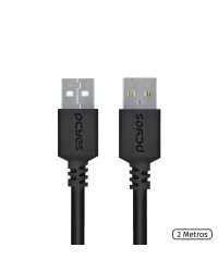 CABO DE DADOS USB A 2.0 MACHO PARA USB A 2.0 MACHO 28AWG PURO COBRE 2 METROS - PUAM2-2