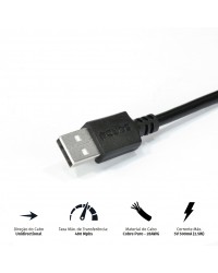 CABO EXTENSOR USB A 2.0 MACHO PARA USB A 2.0 FEMEA 28AWG PURO COBRE 1 METRO - PUAMF2-1