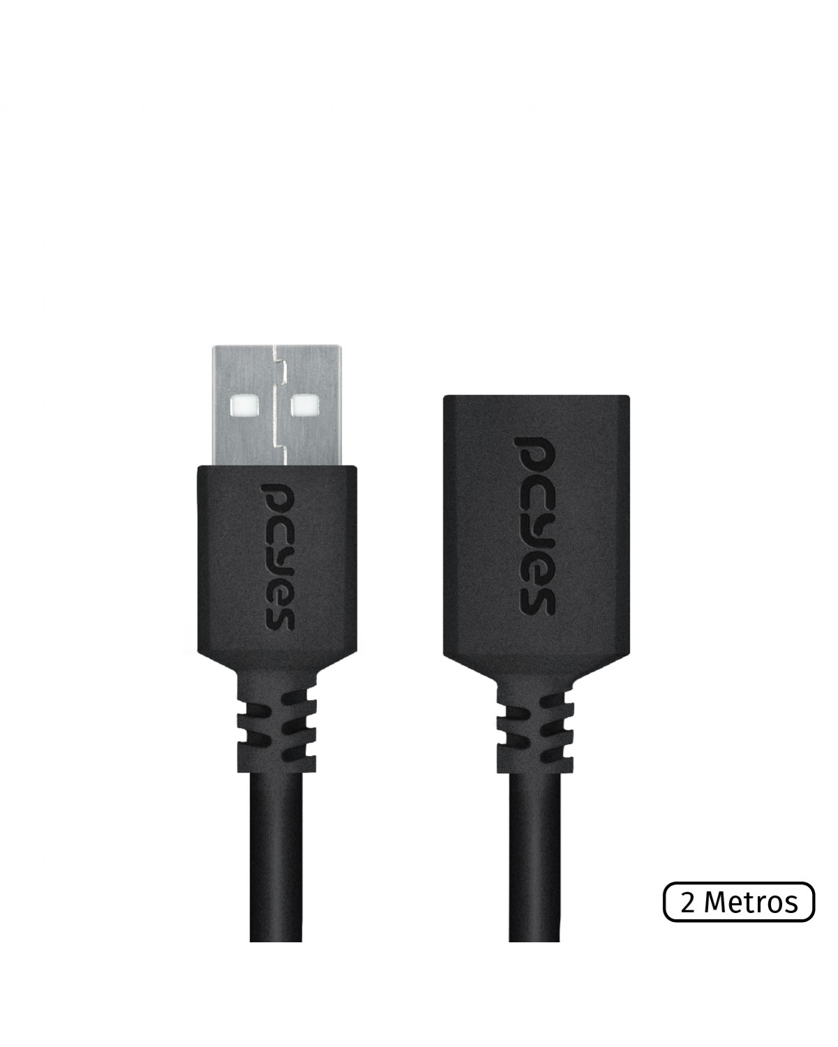 CABO EXTENSOR USB A 2.0 MACHO PARA USB A 2.0 FEMEA 28AWG PURO COBRE 2 METROS - PUAMF2-2