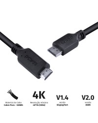 CABO DISPLAYPORT MACHO PARA HDMI 2.0 MACHO 2 METROS - PDPHM-2