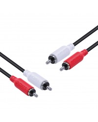 CABO DE ÁUDIO 2 RCA MACHO PARA 2 RCA MACHO 28AWG PURO COBRE 2 METROS - P2R-2