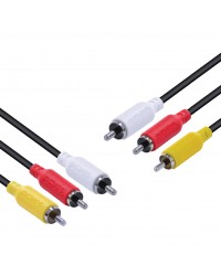 CABO DE VÍDEO COMPOSTO 3 RCA MACHO PARA 3 RCA MACHO 28AWG PURO COBRE 2 METROS - P3R-2