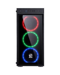 GABINETE MID-TOWER JUPITER PRETO COM 3 FANS LED RGB FRONTAL E LATERAL EM VIDRO TEMPERADO - JUPPT7C3FCV