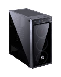 GABINETE MID-TOWER JUPITER PRETO COM 3 FANS LED RGB FRONTAL E LATERAL EM VIDRO TEMPERADO - JUPPT7C3FCV