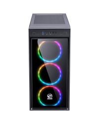 GABINETE MID-TOWER JUPITER PRETO COM 3 FANS LED RGB FRONTAL E LATERAL EM VIDRO TEMPERADO - JUPPT7C3FCV