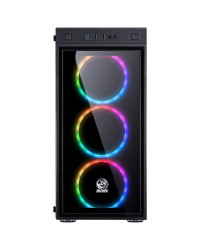 GABINETE MID-TOWER JUPITER PRETO COM 3 FANS LED RGB FRONTAL E LATERAL EM VIDRO TEMPERADO - JUPPT7C3FCV