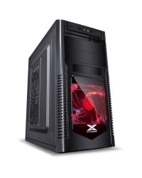 GABINETE GAMER VX GAMING ORION COM JANELA FRONTAL ACRÍLICA PRETO COM FAN FRONTAL 120MM LED VERMELHO