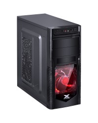 GABINETE GAMER VX GAMING ORION COM JANELA FRONTAL ACRÍLICA PRETO COM FAN FRONTAL 120MM LED VERMELHO