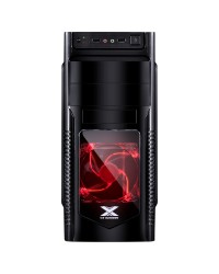 GABINETE GAMER VX GAMING ORION COM JANELA FRONTAL ACRÍLICA PRETO COM FAN FRONTAL 120MM LED VERMELHO