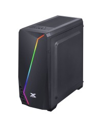 GABINETE GAMER VX GAMING LYNX COM LATERAL ACRÍLICA PRETO FITA LED RGB FRONTAL E COVER DE FONTE