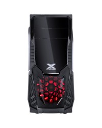 GABINETE GAMER VX GAMING KEPLER COM JANELA LATERAL ACRÍLICA PRETO FRONTAL ACRÍLICO 1 FAN LED VERMELHO