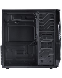 GABINETE GAMER VX GAMING KEPLER COM JANELA LATERAL ACRÍLICA PRETO FRONTAL ACRÍLICO 1 FAN LED AZUL