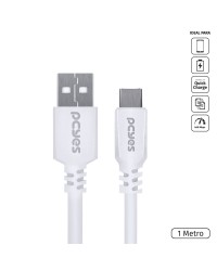 CABO PARA CELULAR USB A 2.0 PARA USB TIPO C 1 METRO BRANCO - PUACB-01