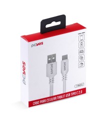 CABO PARA CELULAR USB A 2.0 PARA USB TIPO C 1 METRO BRANCO - PUACB-01