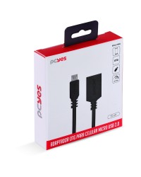 ADAPTADOR OTG MICRO USB PARA USB 2.0 15CM PRETO CONEXÃO COM CELULARES SMARTPHONES TABLETS - PAMUP-15