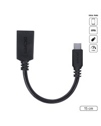 ADAPTADOR OTG TIPO C PARA USB A 3.0 PARA CELULAR SMARTPHONE 15 CM PRETO - P3AMUP-15