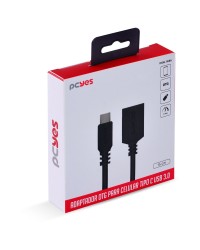 ADAPTADOR OTG TIPO C PARA USB A 3.0 PARA CELULAR SMARTPHONE 15 CM PRETO - P3AMUP-15