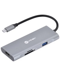 HUB USB TIPO C / TYPE C  7 EM 1 COM 3 USB 3.0 + LEITOR DE CARTÃO SD/TF + HDMI + TIPO C COM POWER DELIVERY (PD) 60W -HC-7