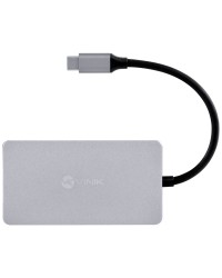 HUB USB TIPO C / TYPE C 5 EM 1 COM 2 HDMI + VGA + USB 3.0 + POWER DELIVERY (PD) 60W - HC-5VGA