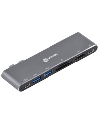 HUB USB TIPO C TYPE C 7 EM 2 - 2 USB 3.0 + LEITOR DE CARTÃO SD TF + HDMI + THUNDERBOLT 3 + POWER DELIVERY 100W HC-72