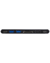 HUB USB TIPO C TYPE C 7 EM 2 - 2 USB 3.0 + LEITOR DE CARTÃO SD TF + HDMI + THUNDERBOLT 3 + POWER DELIVERY 100W HC-72