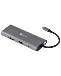 HUB USB TIPO C TYPE C 9 EM 1 - 3 USB 3.0 + CARTÃO SD E TF + HDMI + ÁUDIO P2 + RJ45 + POWER DELIVERY (PD) 60W - HC-9