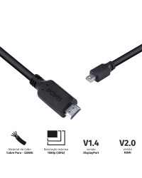 CABO MINI DISPLAYPORT MACHO PARA HDMI 2.0 MACHO 2 METROS - PMDPH-2