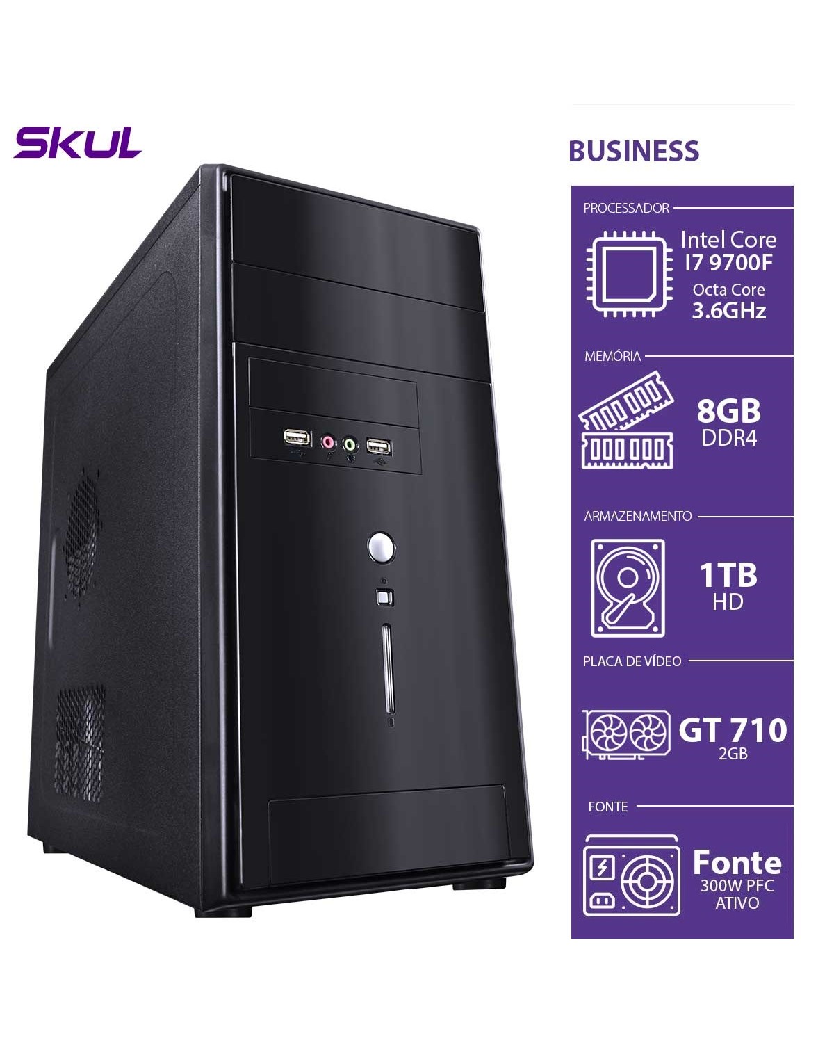 COMPUTADOR BUSINESS B700 - I7 9700F 3.0GHZ MEM 8GB DDR4 HD 1TB GT 710 2GB FONTE 500W