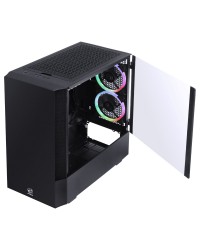 GABINETE MID-TOWER GRAVITY PRETO 2 FANS RGB LATERAL EM VIDRO TEMPERADO - GRPTRGB1FV