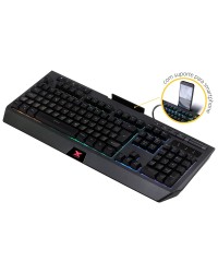 TECLADO GAMER PROTECTOR ABNT2 MULTIMIDIA LED 7 CORES USB COM SUPORTE SMARTPHONE - GT800