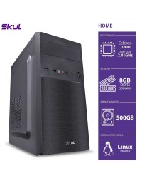 COMPUTADOR HOME H100 - CELERON DUAL CORE J1800 2.41GHZ MEM 8GB DDR3 SODIMM HD 500GB HDMI/VGA FONTE 200W