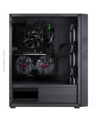 GABINETE GAMER VX GAMING ANTARES COM VIDRO TEMPERADO PRETO FRONTAL COM 3 FANS RGB PLACA DE VÍDEO VERTICAL